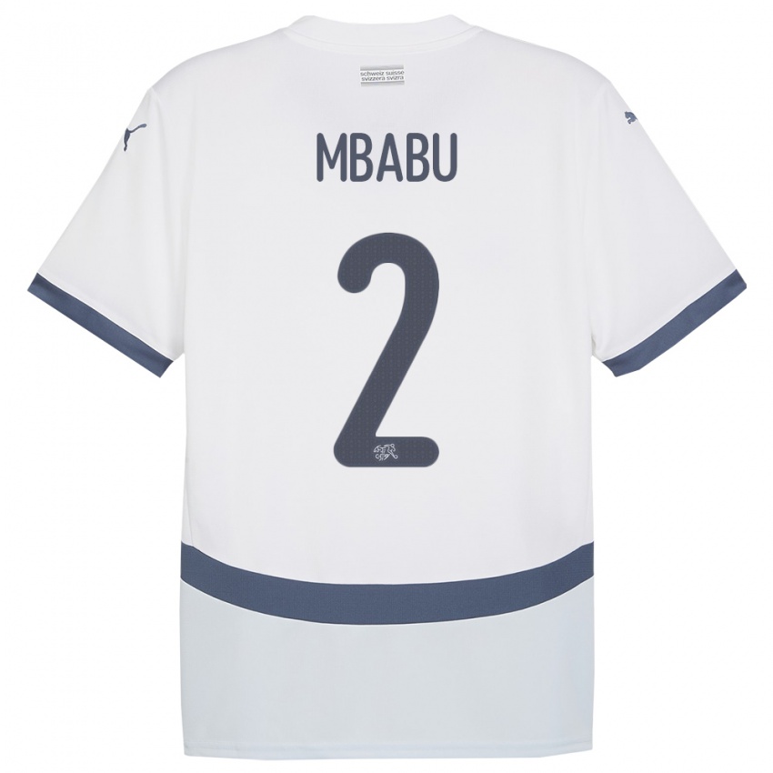 Børn Schweiz Kevin Mbabu #2 Hvid Udebane Spillertrøjer 24-26 Trøje T-Shirt