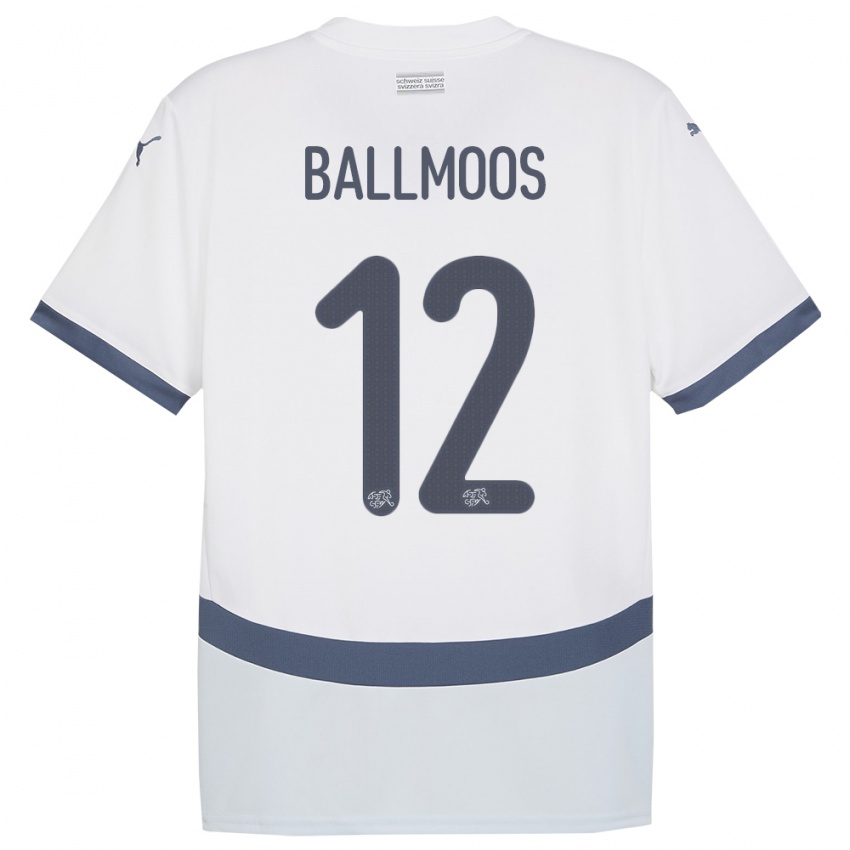 Børn Schweiz David Von Ballmoos #12 Hvid Udebane Spillertrøjer 24-26 Trøje T-Shirt