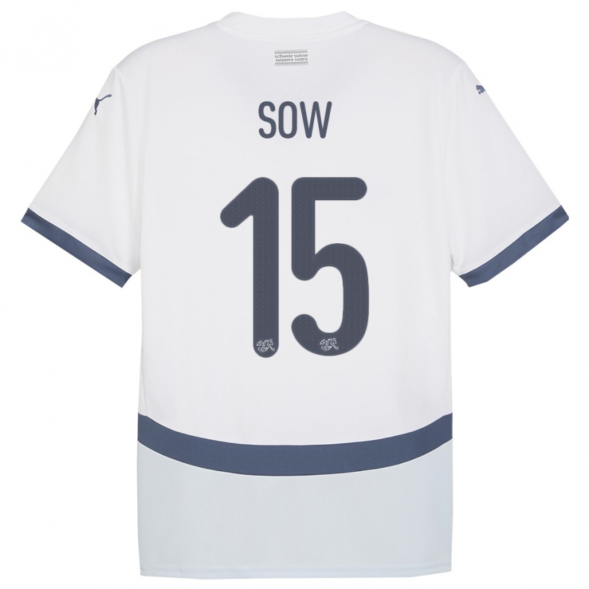 Børn Schweiz Djibril Sow #15 Hvid Udebane Spillertrøjer 24-26 Trøje T-Shirt