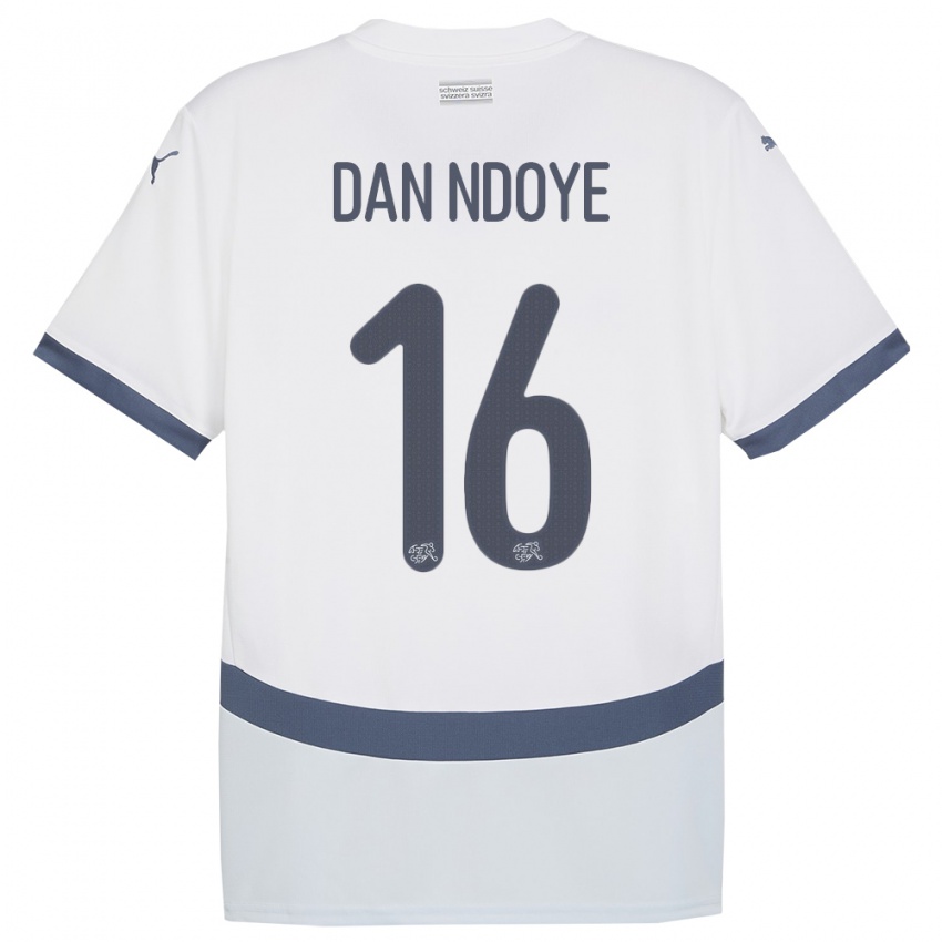 Børn Schweiz Dan Ndoye #16 Hvid Udebane Spillertrøjer 24-26 Trøje T-Shirt