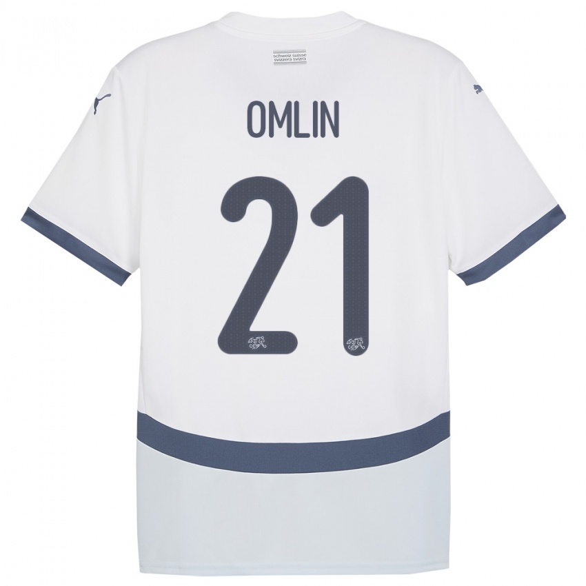 Børn Schweiz Jonas Omlin #21 Hvid Udebane Spillertrøjer 24-26 Trøje T-Shirt