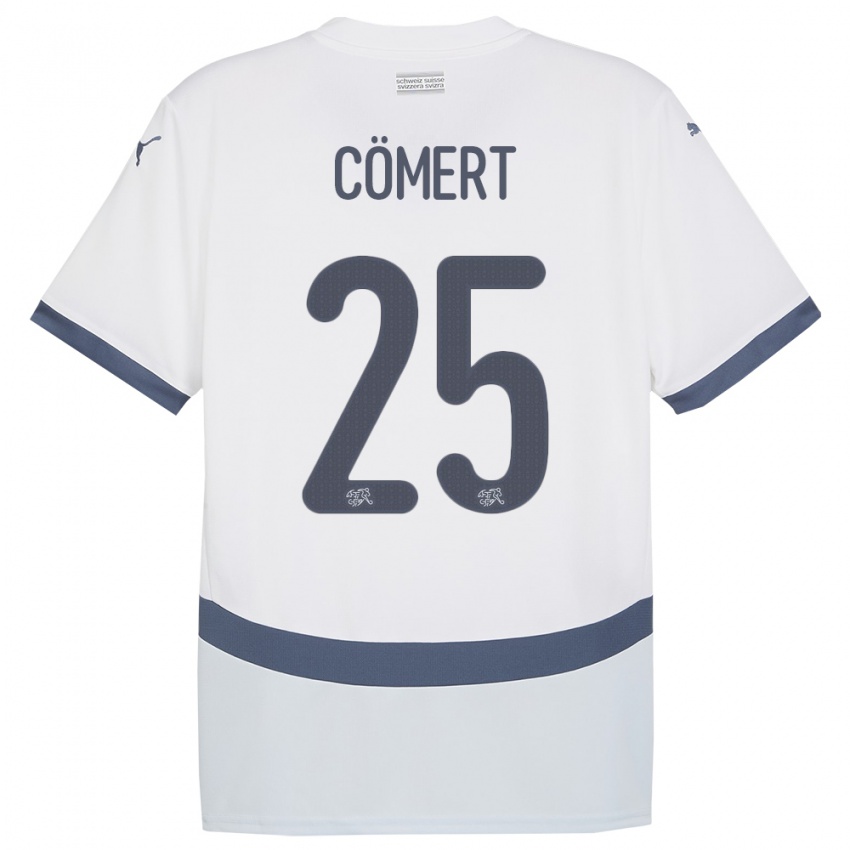 Børn Schweiz Eray Comert #25 Hvid Udebane Spillertrøjer 24-26 Trøje T-Shirt