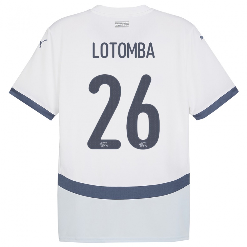 Børn Schweiz Jordan Lotomba #26 Hvid Udebane Spillertrøjer 24-26 Trøje T-Shirt
