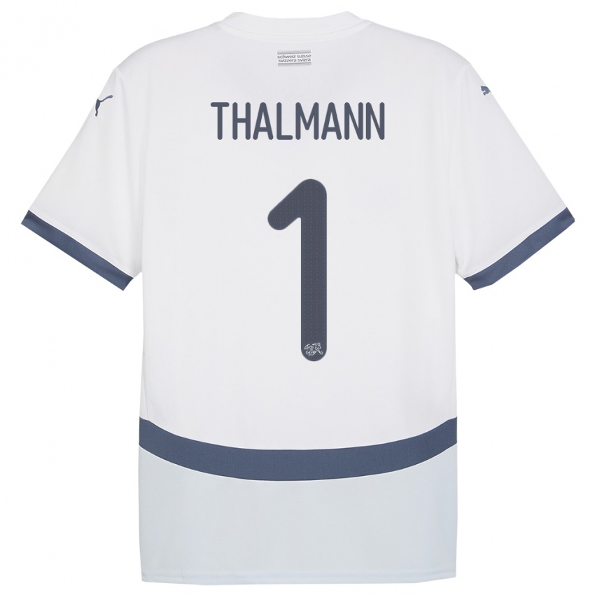 Børn Schweiz Gaelle Thalmann #1 Hvid Udebane Spillertrøjer 24-26 Trøje T-Shirt