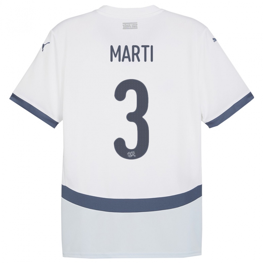 Børn Schweiz Lara Marti #3 Hvid Udebane Spillertrøjer 24-26 Trøje T-Shirt