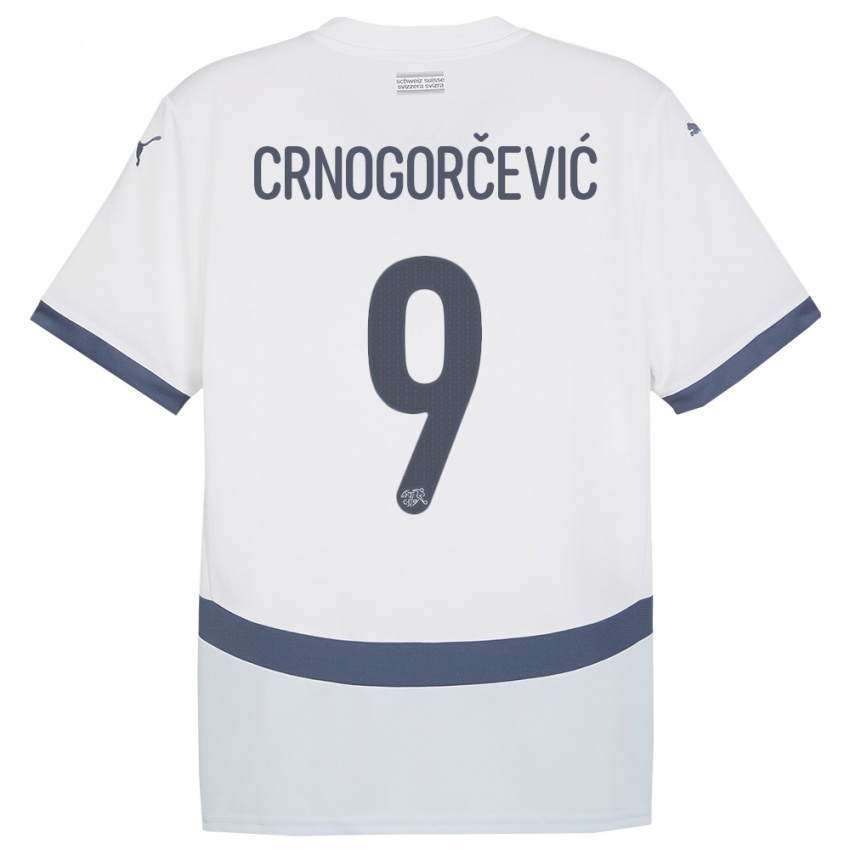Børn Schweiz Ana Maria Crnogorcevic #9 Hvid Udebane Spillertrøjer 24-26 Trøje T-Shirt