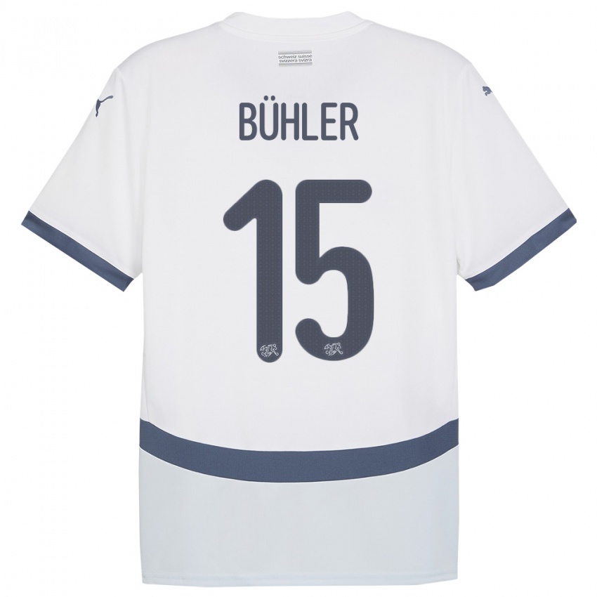 Børn Schweiz Luana Buhler #15 Hvid Udebane Spillertrøjer 24-26 Trøje T-Shirt