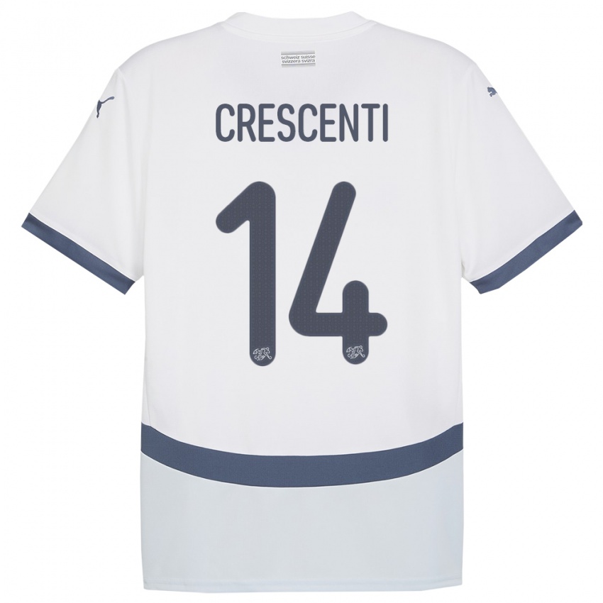 Børn Schweiz Federico Crescenti #14 Hvid Udebane Spillertrøjer 24-26 Trøje T-Shirt
