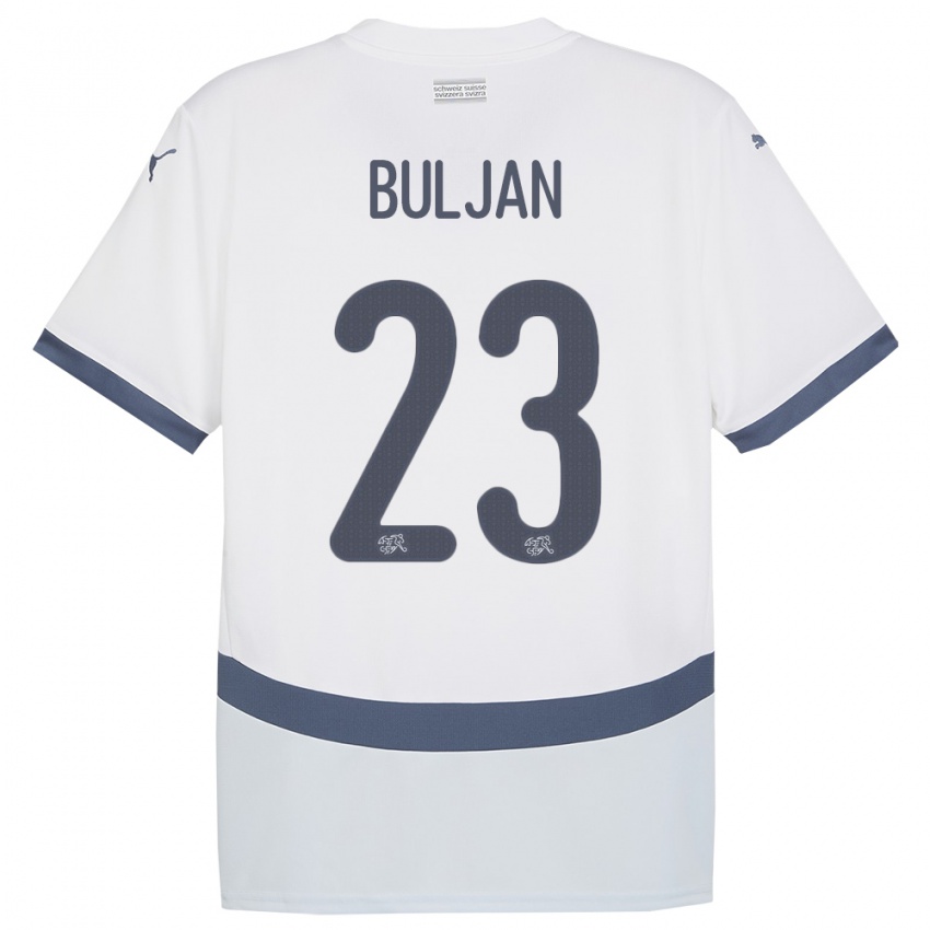 Børn Schweiz Leo Buljan #23 Hvid Udebane Spillertrøjer 24-26 Trøje T-Shirt