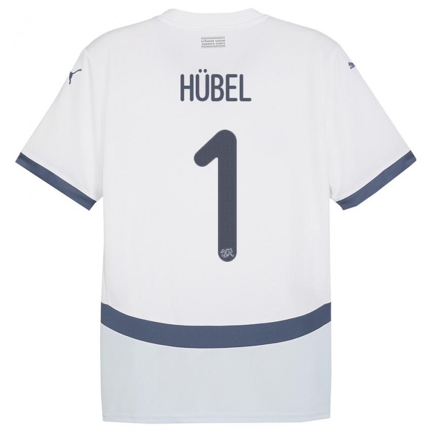 Børn Schweiz Marvin Hubel #1 Hvid Udebane Spillertrøjer 24-26 Trøje T-Shirt