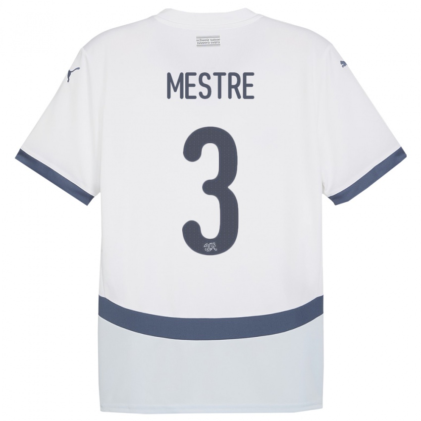 Børn Schweiz Luis Mestre #3 Hvid Udebane Spillertrøjer 24-26 Trøje T-Shirt