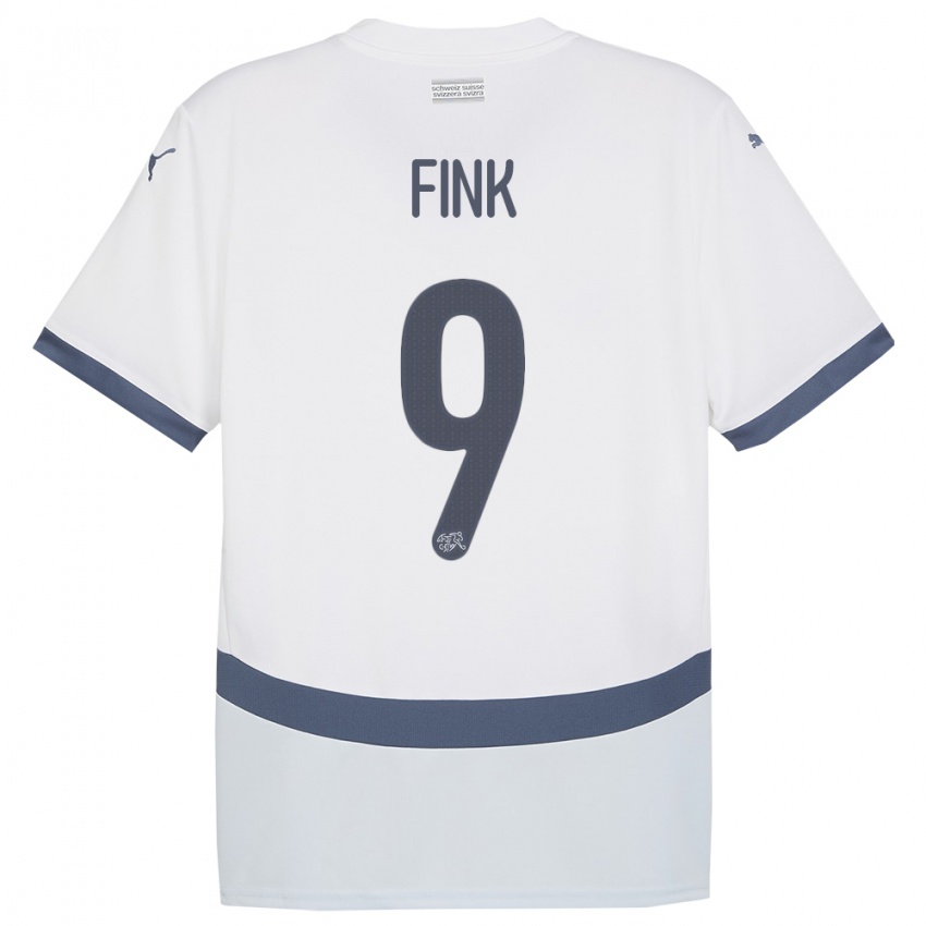 Børn Schweiz Bradley Fink #9 Hvid Udebane Spillertrøjer 24-26 Trøje T-Shirt