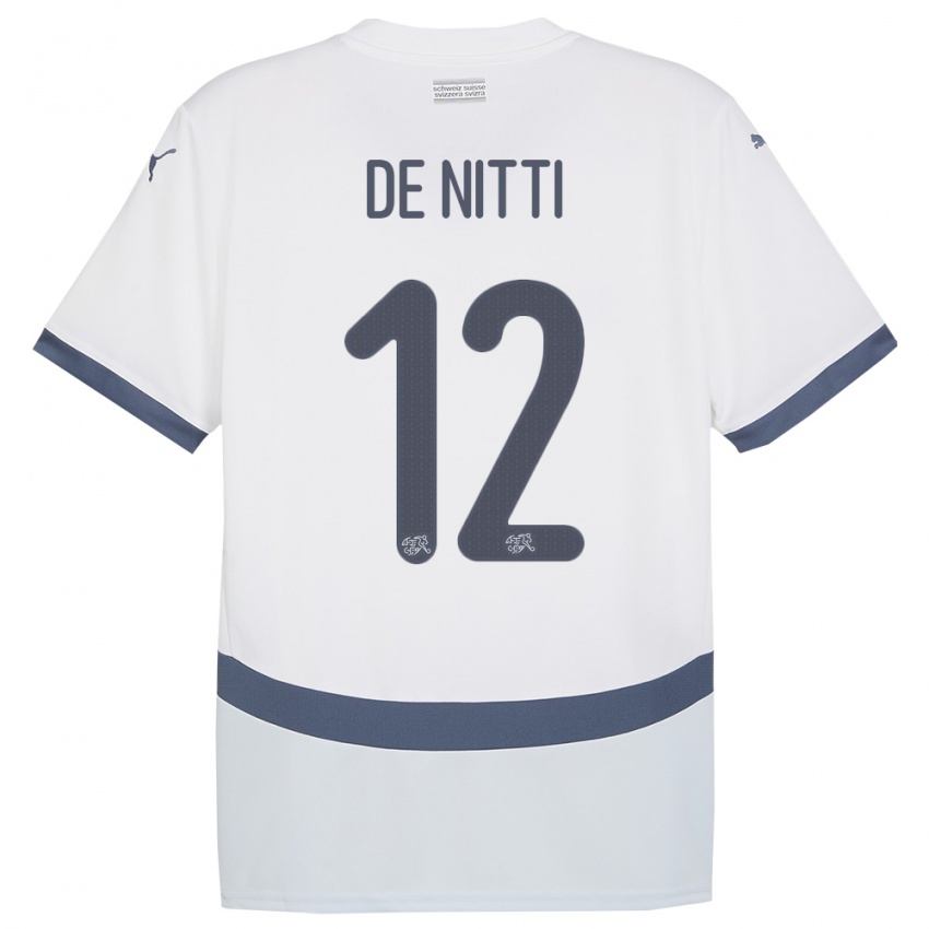 Børn Schweiz Gianni De Nitti #12 Hvid Udebane Spillertrøjer 24-26 Trøje T-Shirt