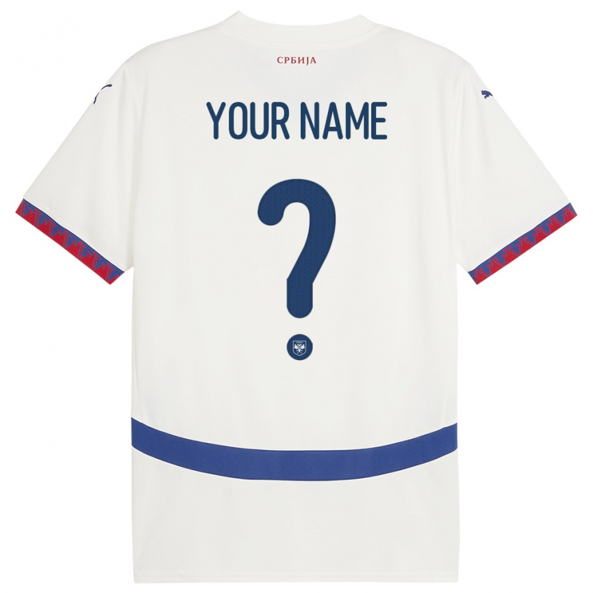 Børn Serbien Dit Navn #0 Hvid Udebane Spillertrøjer 24-26 Trøje T-Shirt