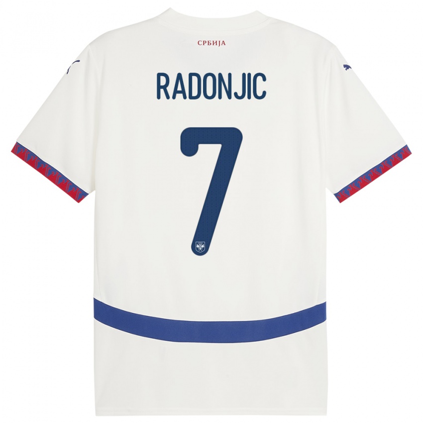 Børn Serbien Nemanja Radonjic #7 Hvid Udebane Spillertrøjer 24-26 Trøje T-Shirt
