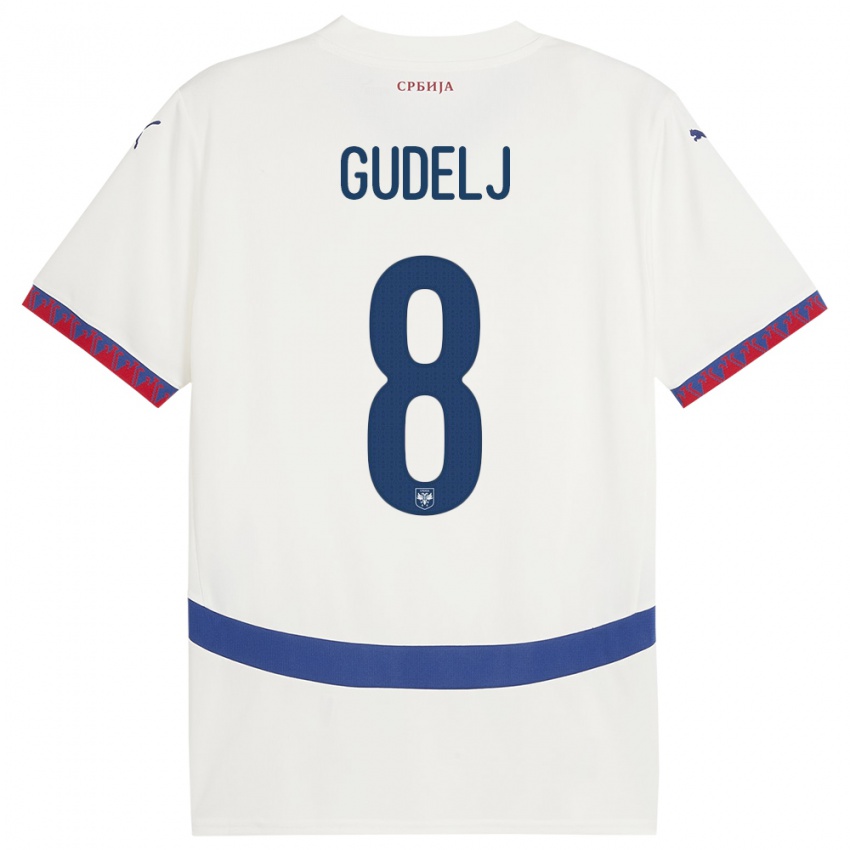 Børn Serbien Nemanja Gudelj #8 Hvid Udebane Spillertrøjer 24-26 Trøje T-Shirt