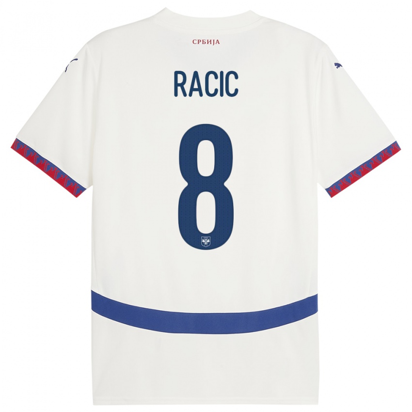 Børn Serbien Uros Racic #8 Hvid Udebane Spillertrøjer 24-26 Trøje T-Shirt