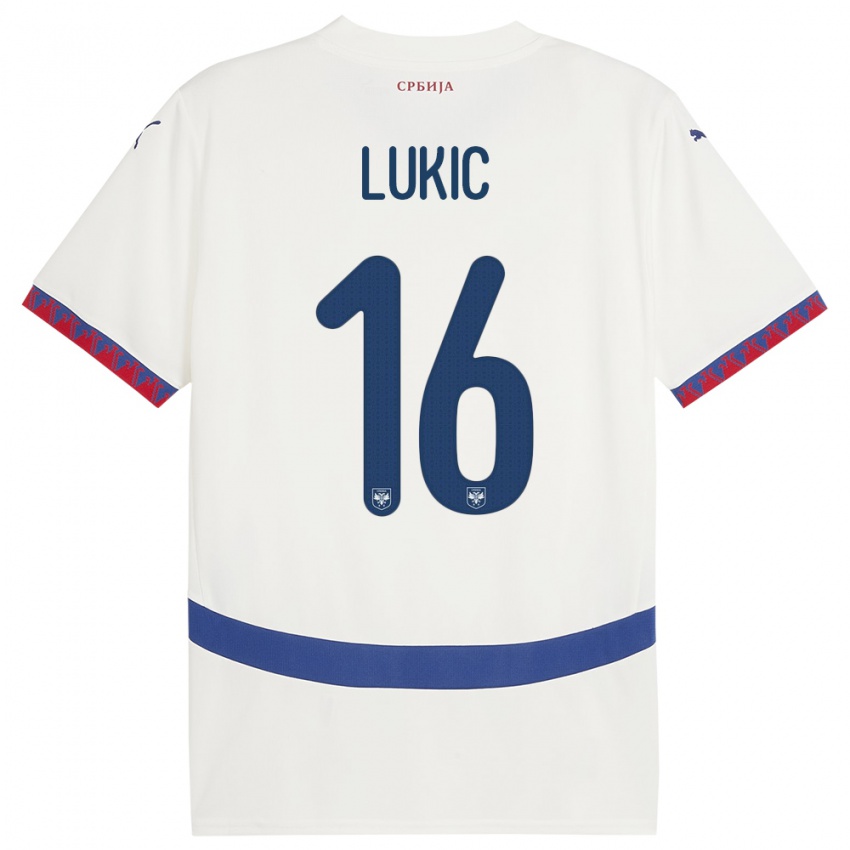 Børn Serbien Sasa Lukic #16 Hvid Udebane Spillertrøjer 24-26 Trøje T-Shirt