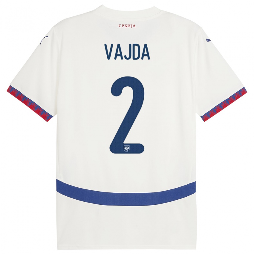 Børn Serbien Orsoja Vajda #2 Hvid Udebane Spillertrøjer 24-26 Trøje T-Shirt