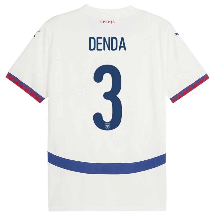 Børn Serbien Milica Denda #3 Hvid Udebane Spillertrøjer 24-26 Trøje T-Shirt