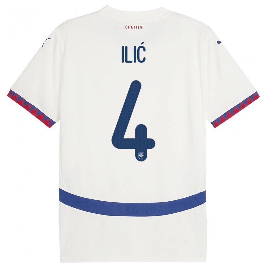 Børn Serbien Marija Ilic #4 Hvid Udebane Spillertrøjer 24-26 Trøje T-Shirt