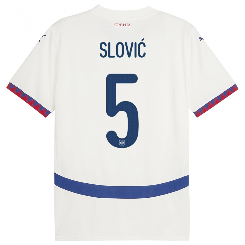 Børn Serbien Violeta Slovic #5 Hvid Udebane Spillertrøjer 24-26 Trøje T-Shirt