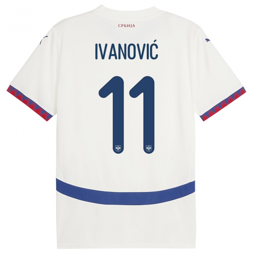 Børn Serbien Miljana Ivanovic #11 Hvid Udebane Spillertrøjer 24-26 Trøje T-Shirt