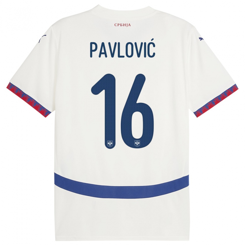 Børn Serbien Sara Pavlovic #16 Hvid Udebane Spillertrøjer 24-26 Trøje T-Shirt