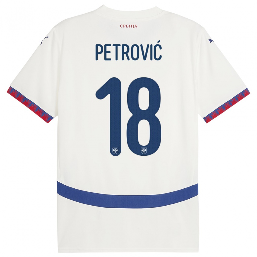 Børn Serbien Emilija Petrovic #18 Hvid Udebane Spillertrøjer 24-26 Trøje T-Shirt