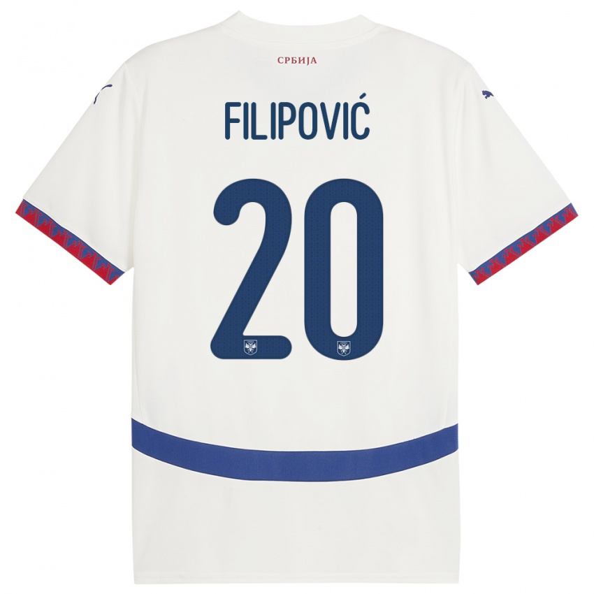 Børn Serbien Tijana Filipovic #20 Hvid Udebane Spillertrøjer 24-26 Trøje T-Shirt