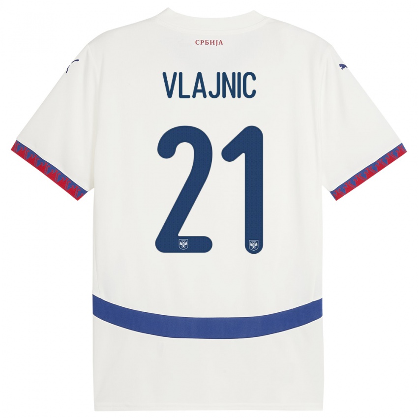 Børn Serbien Tyla Jay Vlajnic #21 Hvid Udebane Spillertrøjer 24-26 Trøje T-Shirt
