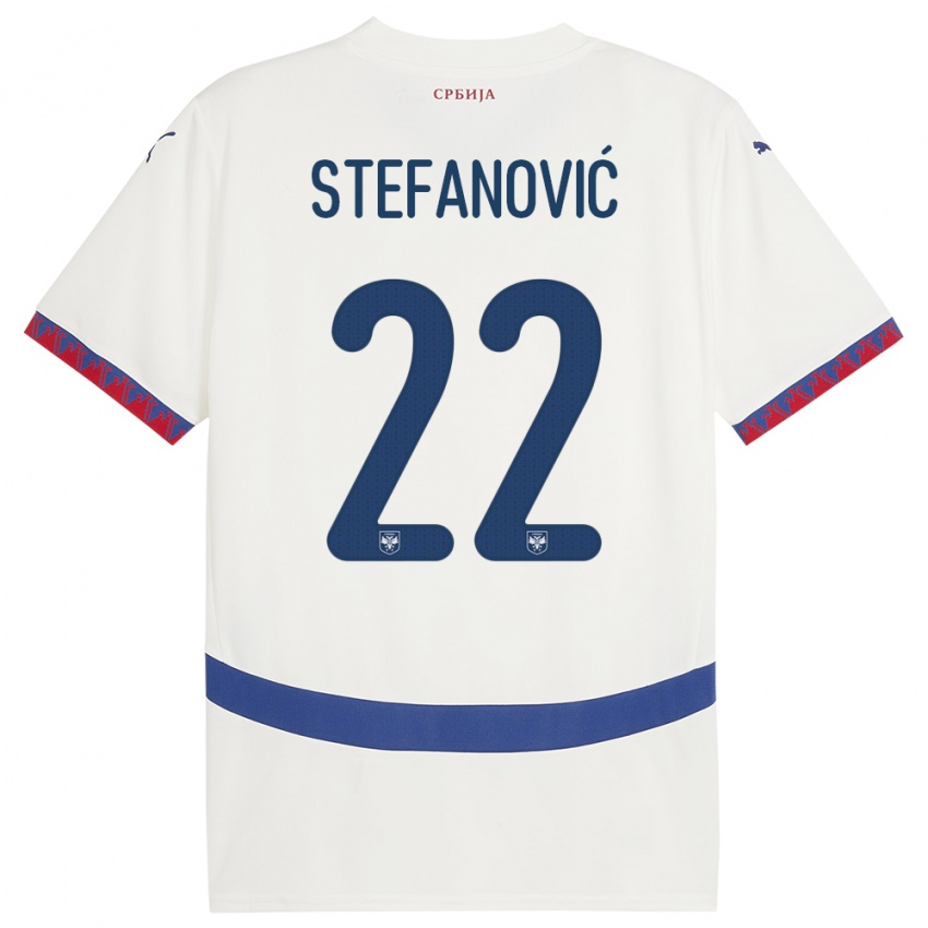 Børn Serbien Dejana Stefanovic #22 Hvid Udebane Spillertrøjer 24-26 Trøje T-Shirt