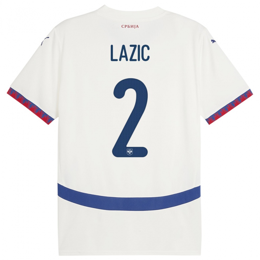 Børn Serbien Uros Lazic #2 Hvid Udebane Spillertrøjer 24-26 Trøje T-Shirt