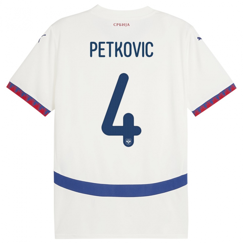 Børn Serbien Nikola Petkovic #4 Hvid Udebane Spillertrøjer 24-26 Trøje T-Shirt