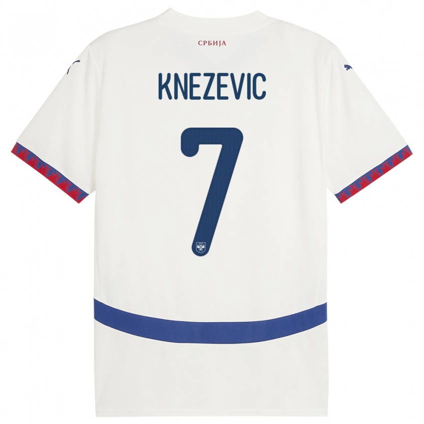 Børn Serbien Nikola Knezevic #7 Hvid Udebane Spillertrøjer 24-26 Trøje T-Shirt