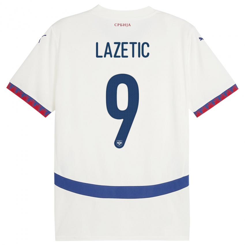 Børn Serbien Marko Lazetic #9 Hvid Udebane Spillertrøjer 24-26 Trøje T-Shirt