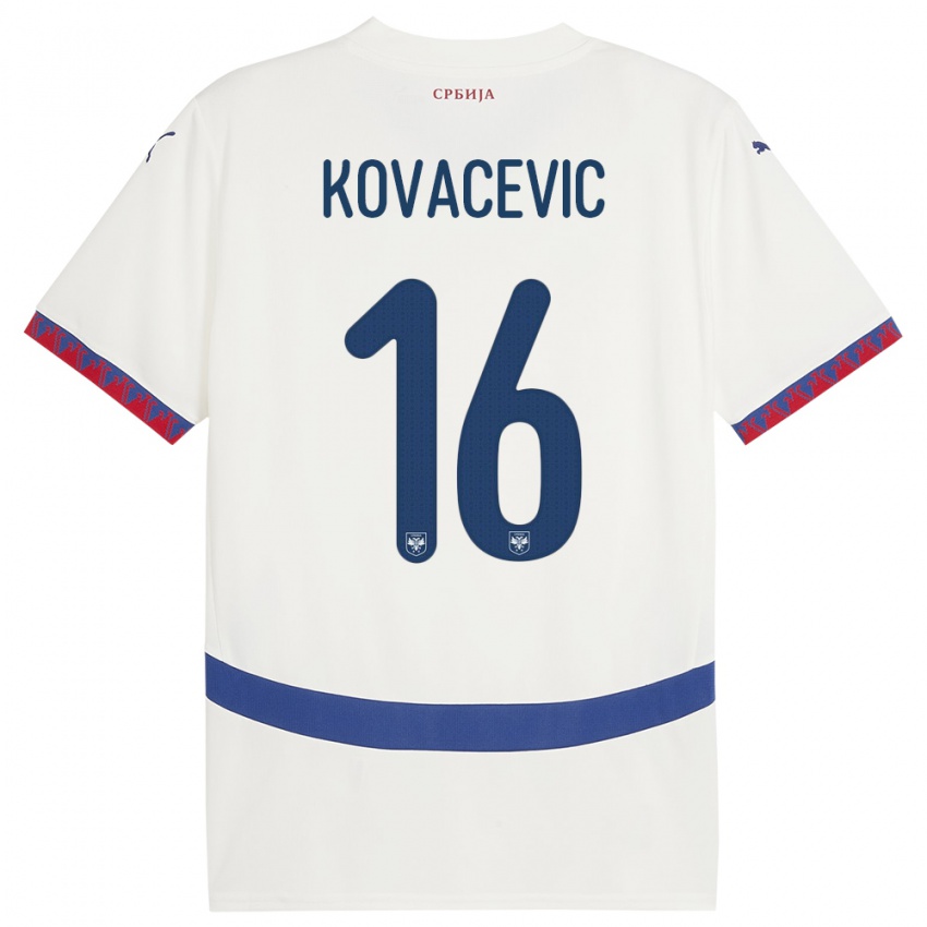 Børn Serbien Bojan Kovacevic #16 Hvid Udebane Spillertrøjer 24-26 Trøje T-Shirt