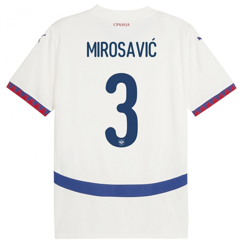 Børn Serbien Veljko Mirosavic #3 Hvid Udebane Spillertrøjer 24-26 Trøje T-Shirt