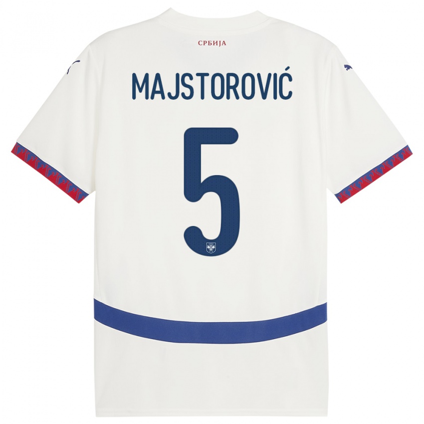 Børn Serbien Milan Majstorovic #5 Hvid Udebane Spillertrøjer 24-26 Trøje T-Shirt