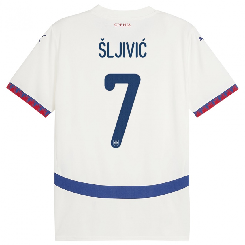 Børn Serbien Jovan Sljivic #7 Hvid Udebane Spillertrøjer 24-26 Trøje T-Shirt