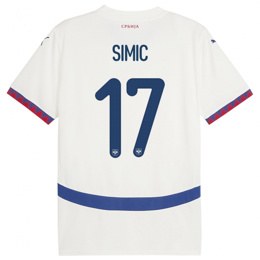 Børn Serbien Jan Carlo Simic #17 Hvid Udebane Spillertrøjer 24-26 Trøje T-Shirt