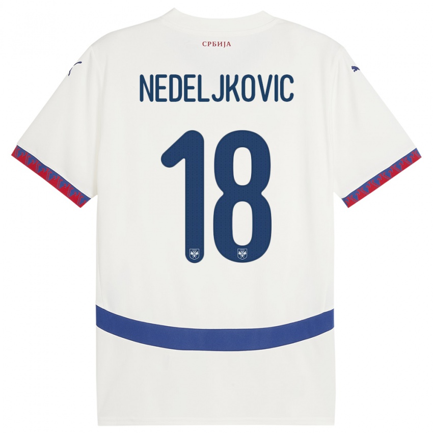 Børn Serbien Kosta Nedeljkovic #18 Hvid Udebane Spillertrøjer 24-26 Trøje T-Shirt