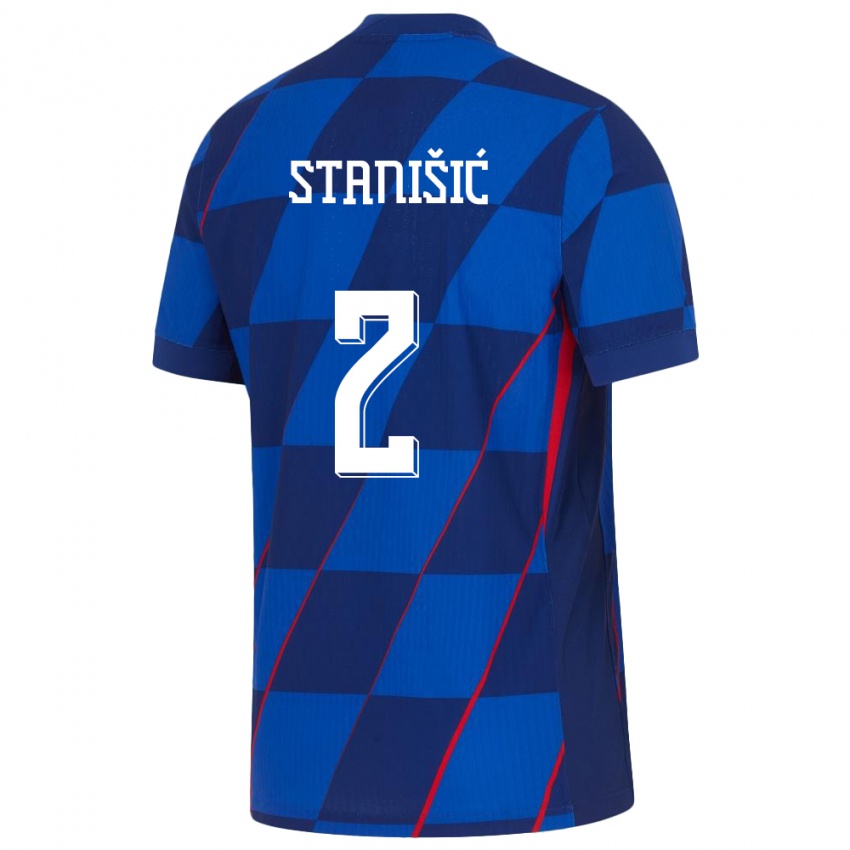Børn Kroatien Josip Stanisic #2 Blå Udebane Spillertrøjer 24-26 Trøje T-Shirt