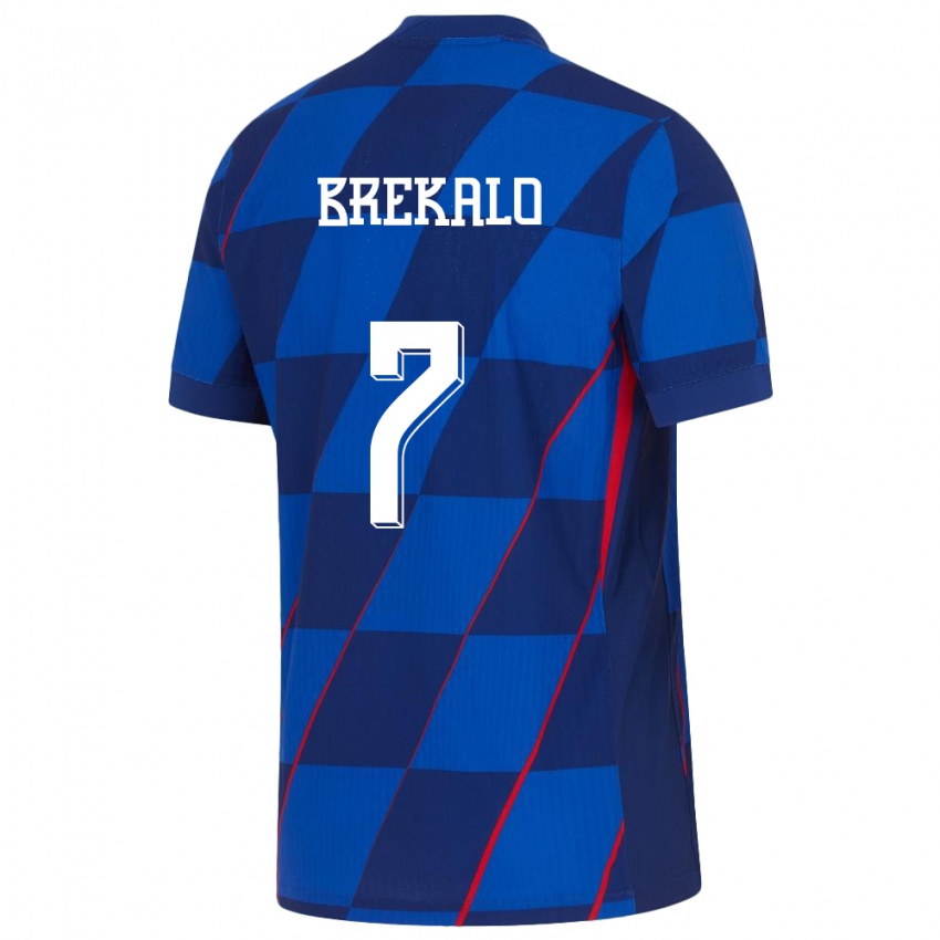 Børn Kroatien Josip Brekalo #7 Blå Udebane Spillertrøjer 24-26 Trøje T-Shirt