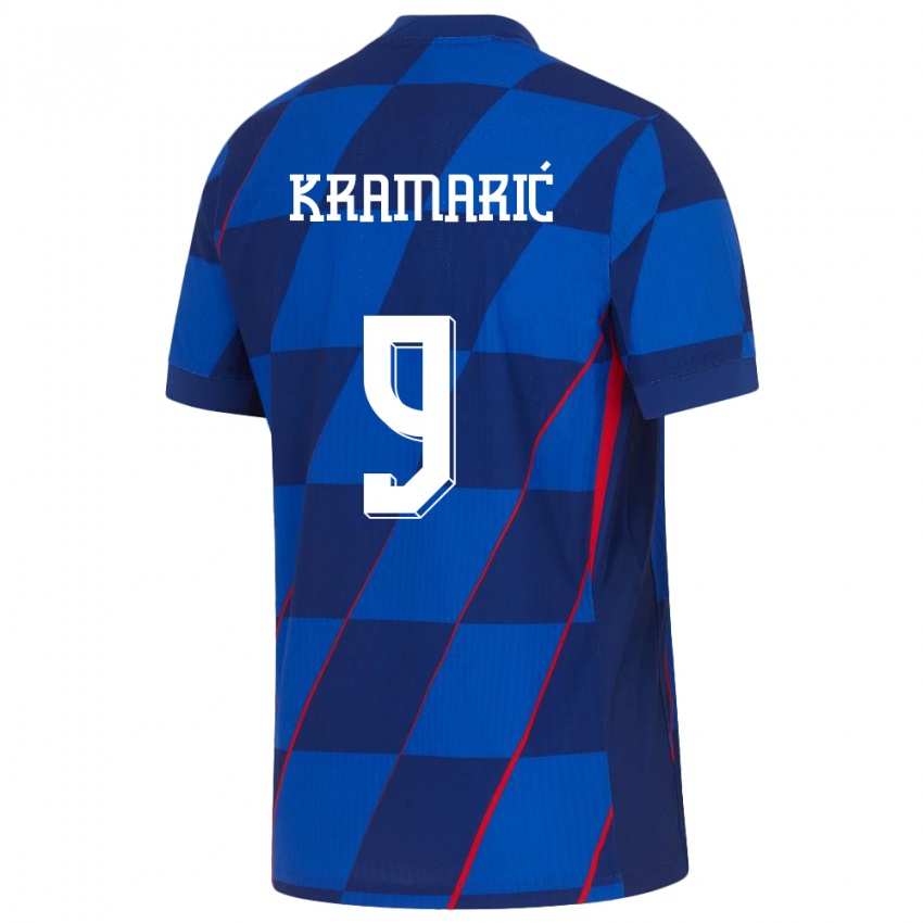 Børn Kroatien Andrej Kramaric #9 Blå Udebane Spillertrøjer 24-26 Trøje T-Shirt