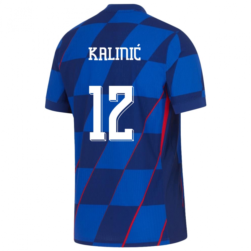 Børn Kroatien Lovre Kalinic #12 Blå Udebane Spillertrøjer 24-26 Trøje T-Shirt