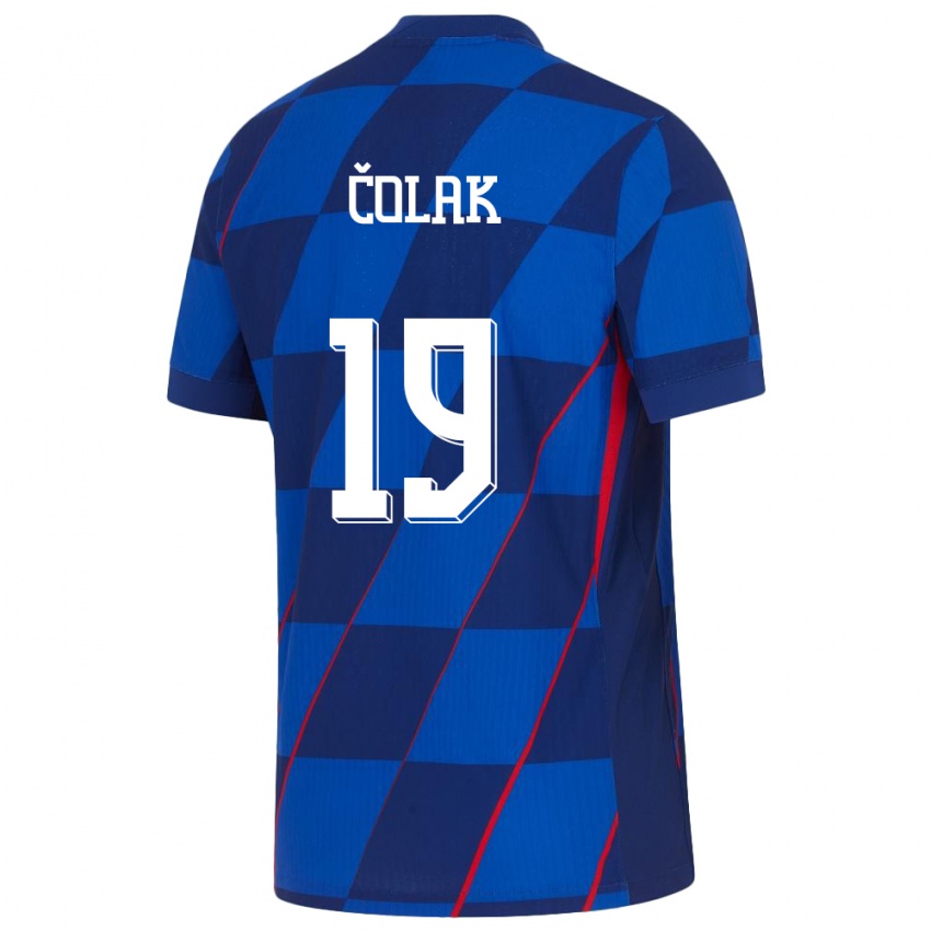 Børn Kroatien Antonio Colak #19 Blå Udebane Spillertrøjer 24-26 Trøje T-Shirt