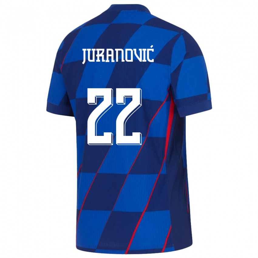 Børn Kroatien Josip Juranovic #22 Blå Udebane Spillertrøjer 24-26 Trøje T-Shirt