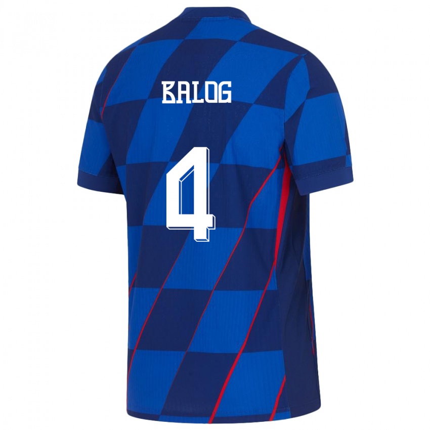 Børn Kroatien Leonarda Balog #4 Blå Udebane Spillertrøjer 24-26 Trøje T-Shirt