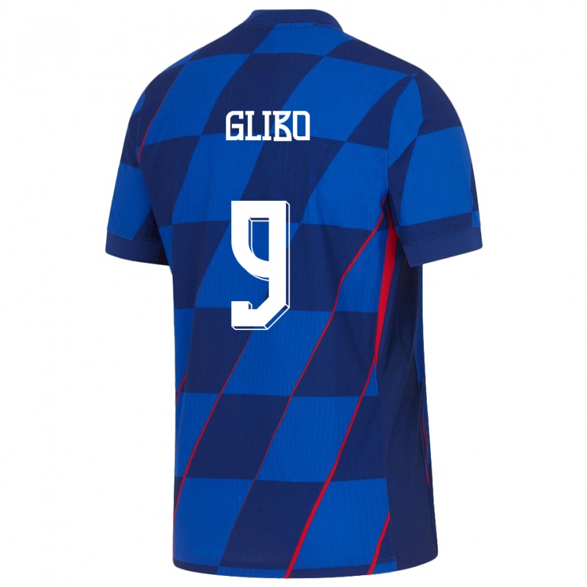 Børn Kroatien Andrea Glibo #9 Blå Udebane Spillertrøjer 24-26 Trøje T-Shirt
